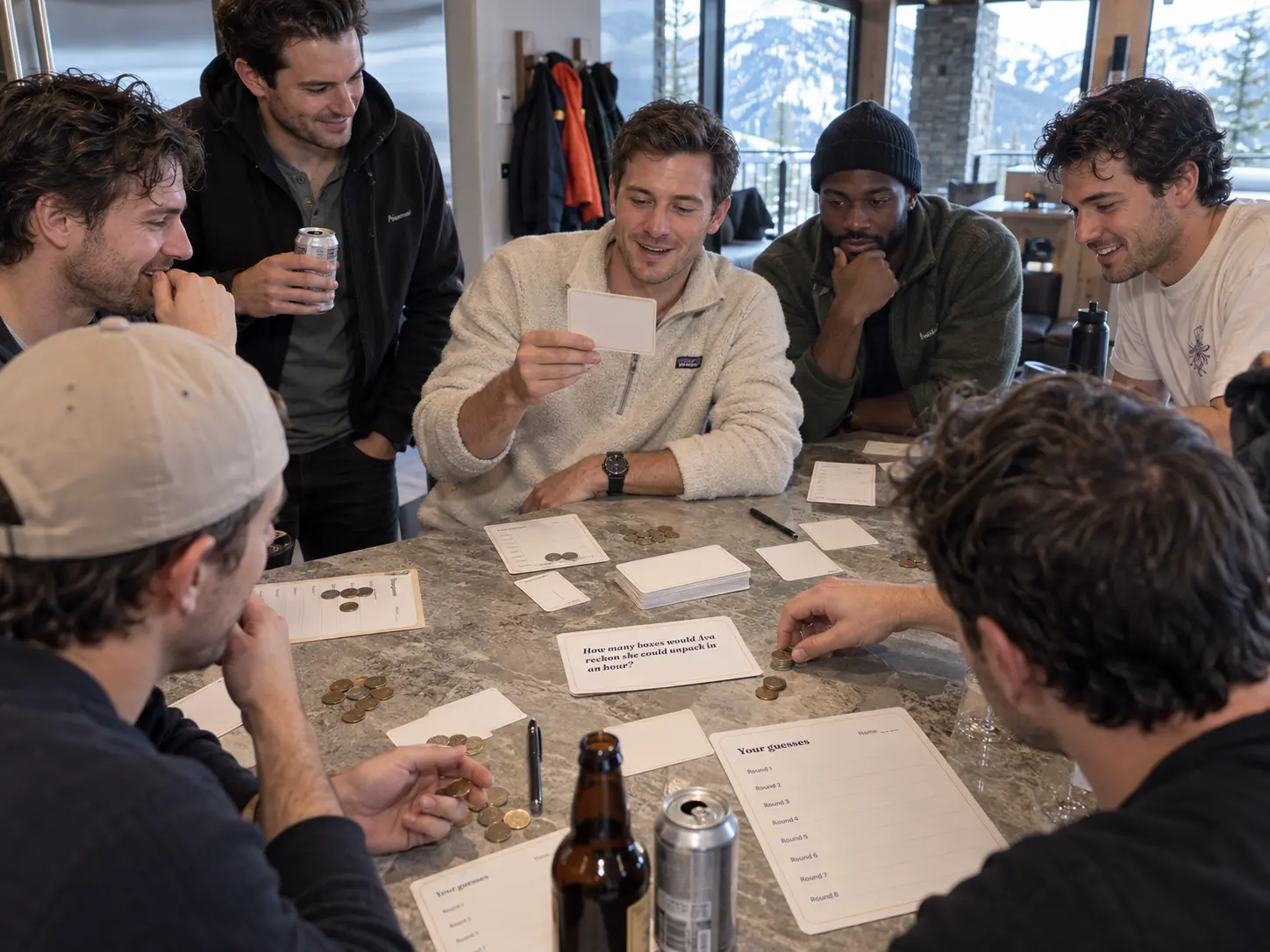 Friends placing bets on how well they know their mate while playing BanterBox Bet Your Mate