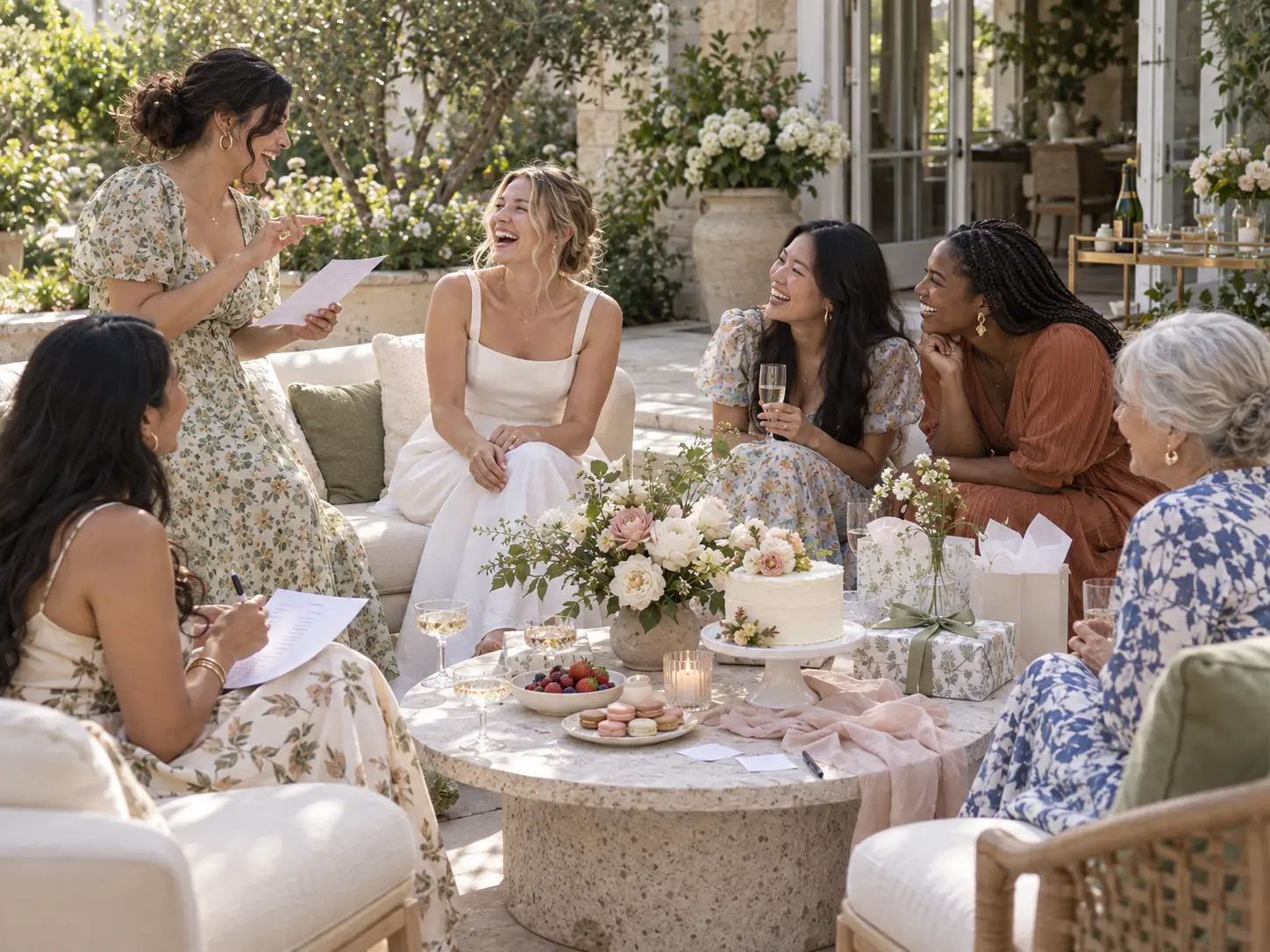 Guests playing a personalised party game at a bridal shower
