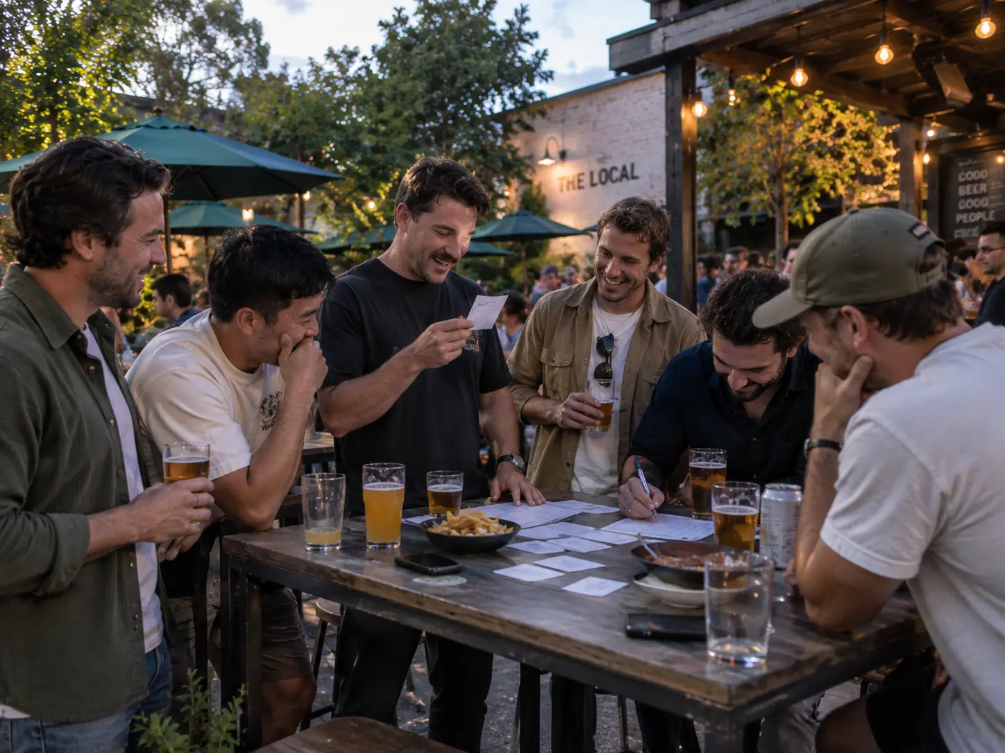 Friends playing a personalised party game at a bucks celebration