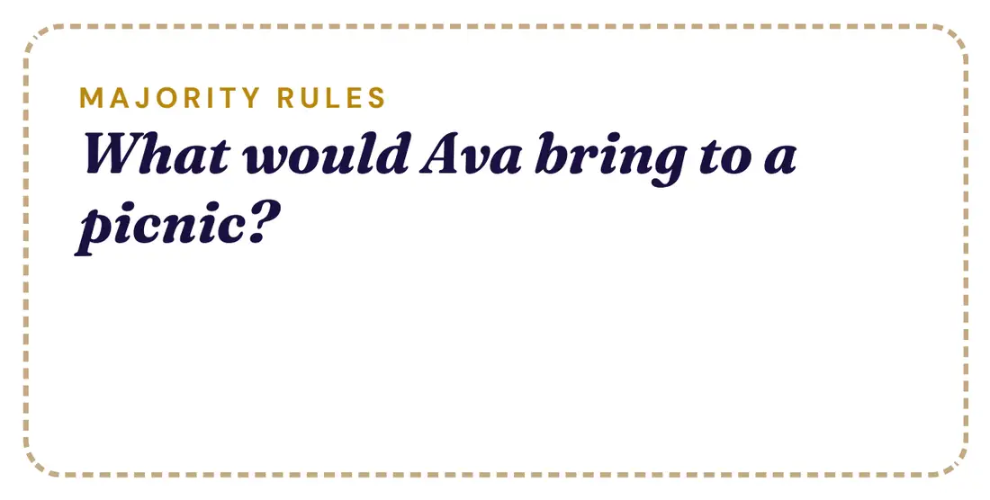 A printed Majority Rules question card