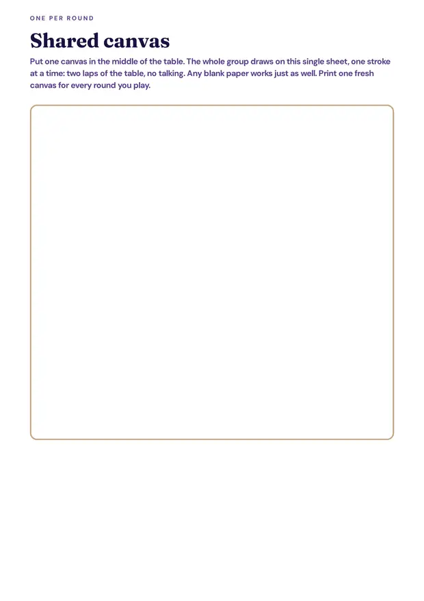 The printed shared canvas for Sketchy Business